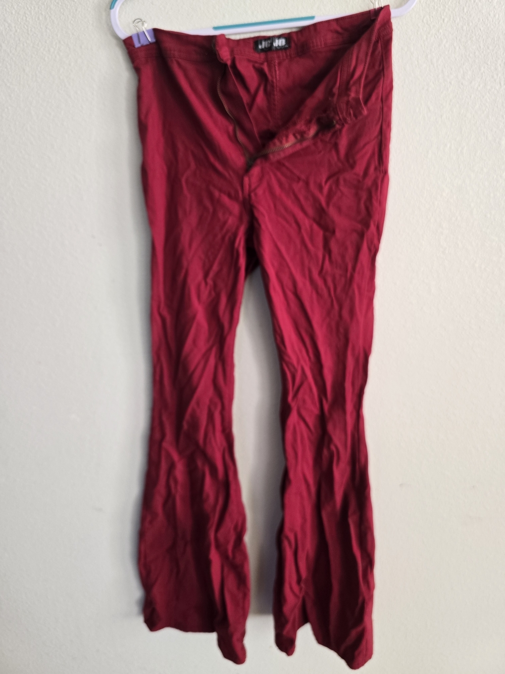 Dark Red Flared Knit Pants